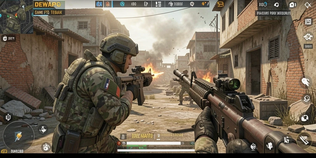 Tampilan gameplay seru dari DEWAPG dengan aksi tembak-menembak intens.