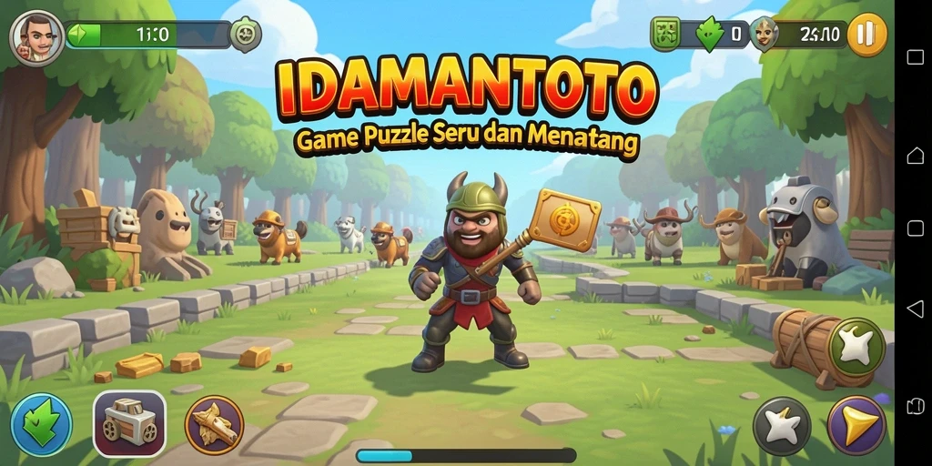 Screenshot gameplay IDAMANTOTO menunjukkan serunya menyelesaikan teka-teki.