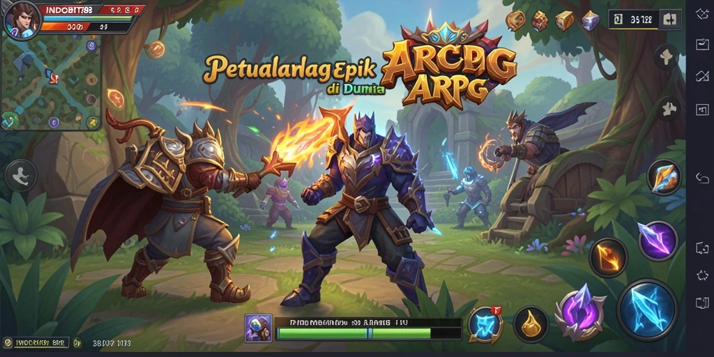 Tampilan gameplay menakjubkan dari INDOBIT88 dalam pertempuran ARPG.