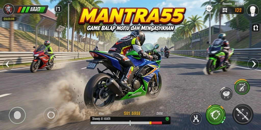 Gameplay seru dari MANTRA55 dengan balap motor yang menegangkan.