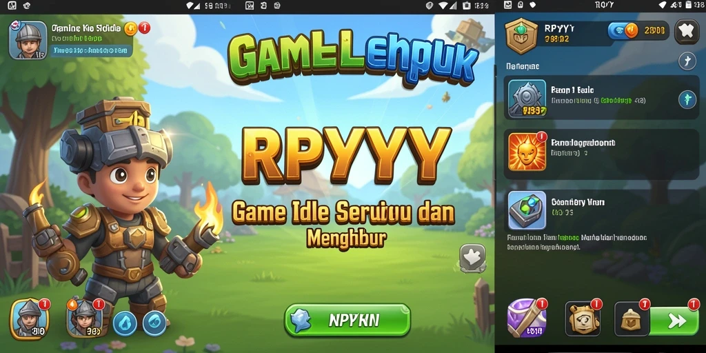 Screenshot gameplay RPYYY menampilkan karakter yang berinteraksi dan meningkatkan level.