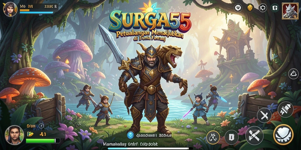 Screenshot menampilkan pemain bertarung melawan monster dalam petualangan.